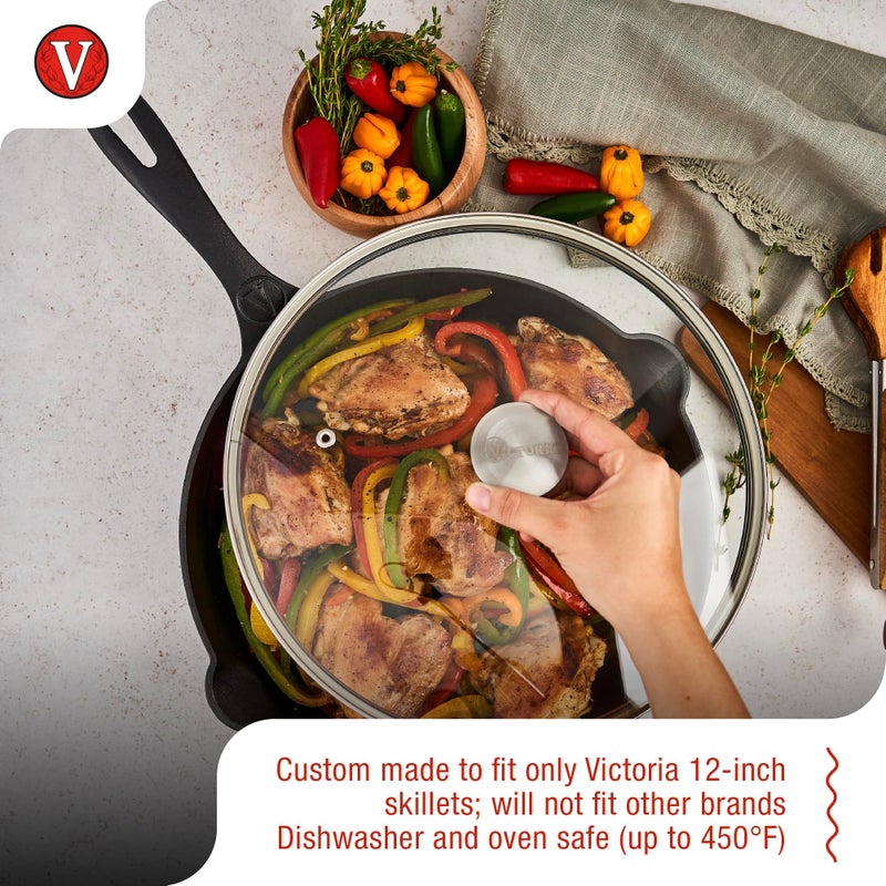 Victoria 11.5-Inch Glass Lid for Victoria Round 12-Inch Cast Iron Skillet or Pan, Custom Made for Only Victoria Brand, Internal Diameter 11.5-Inch, External Diameter 12 Inch - Image 3